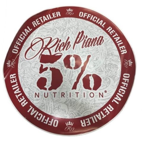 5% Nutrition Window Cling Circle, Red & Filigree