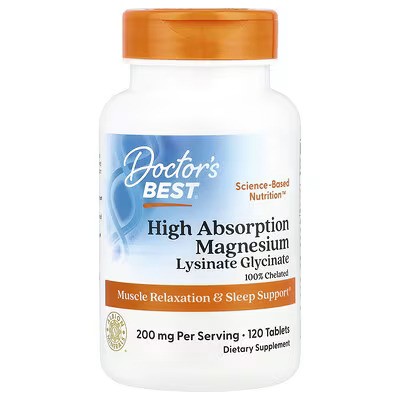 Doctor's Best High Absorption Magnesium, 200mg - 120 tablets