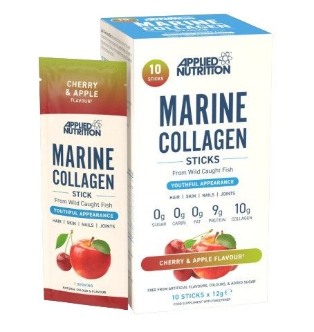 Applied Nutrition Marine Collagen Sticks, Cherry & Apple - 10 x 12g